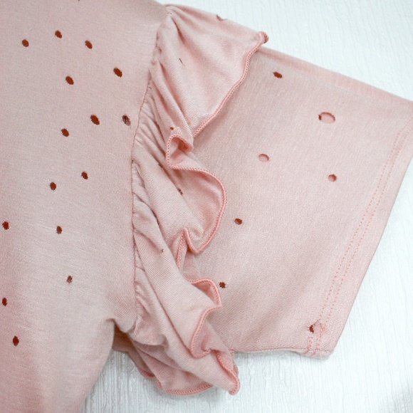 Distressed Ruffle Sleeve Relaxed Tee NWT - Picture 5 of 8